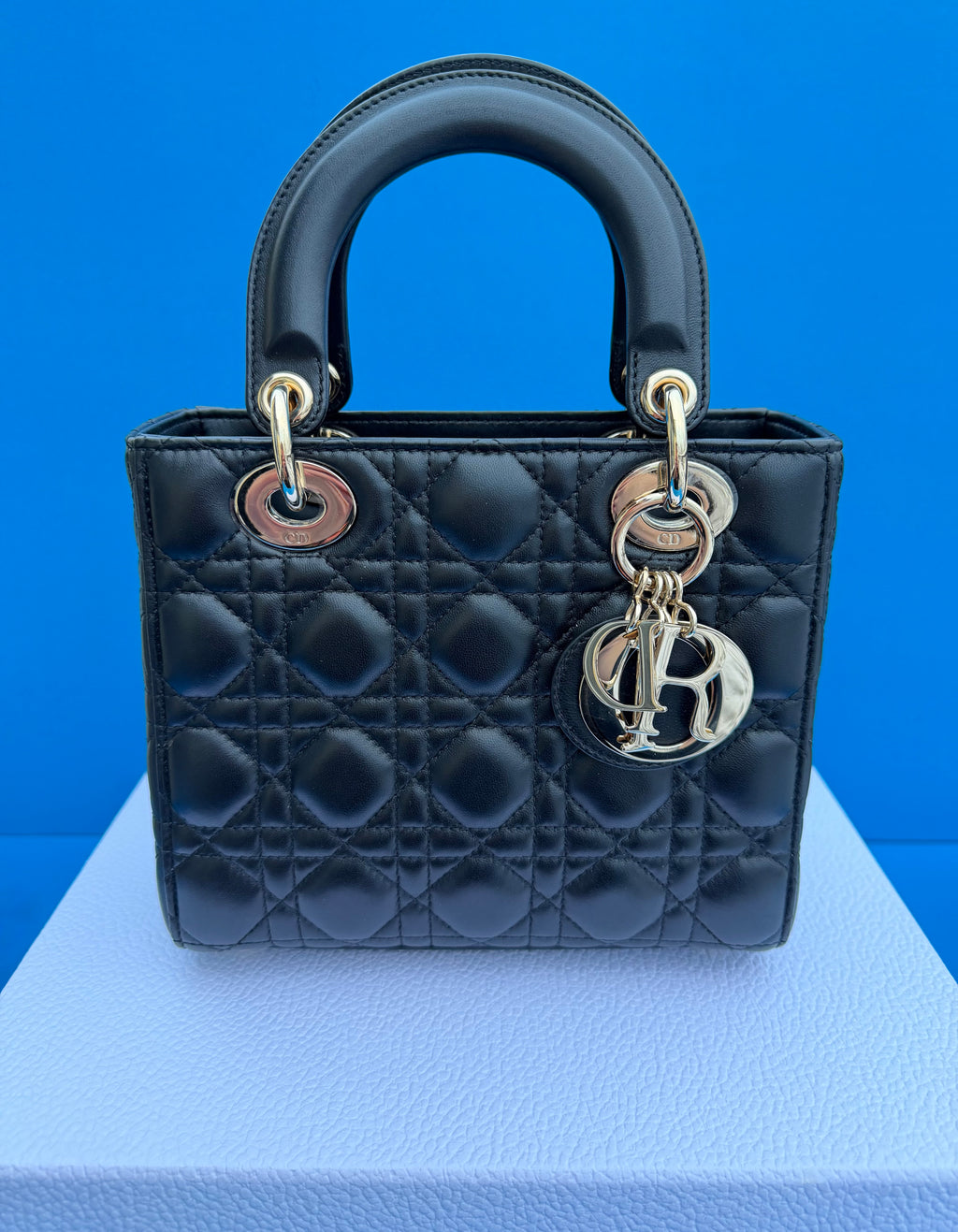 Christian Dior Lady Dior Handbag Black Lambskin, Small My ABCDior Bag