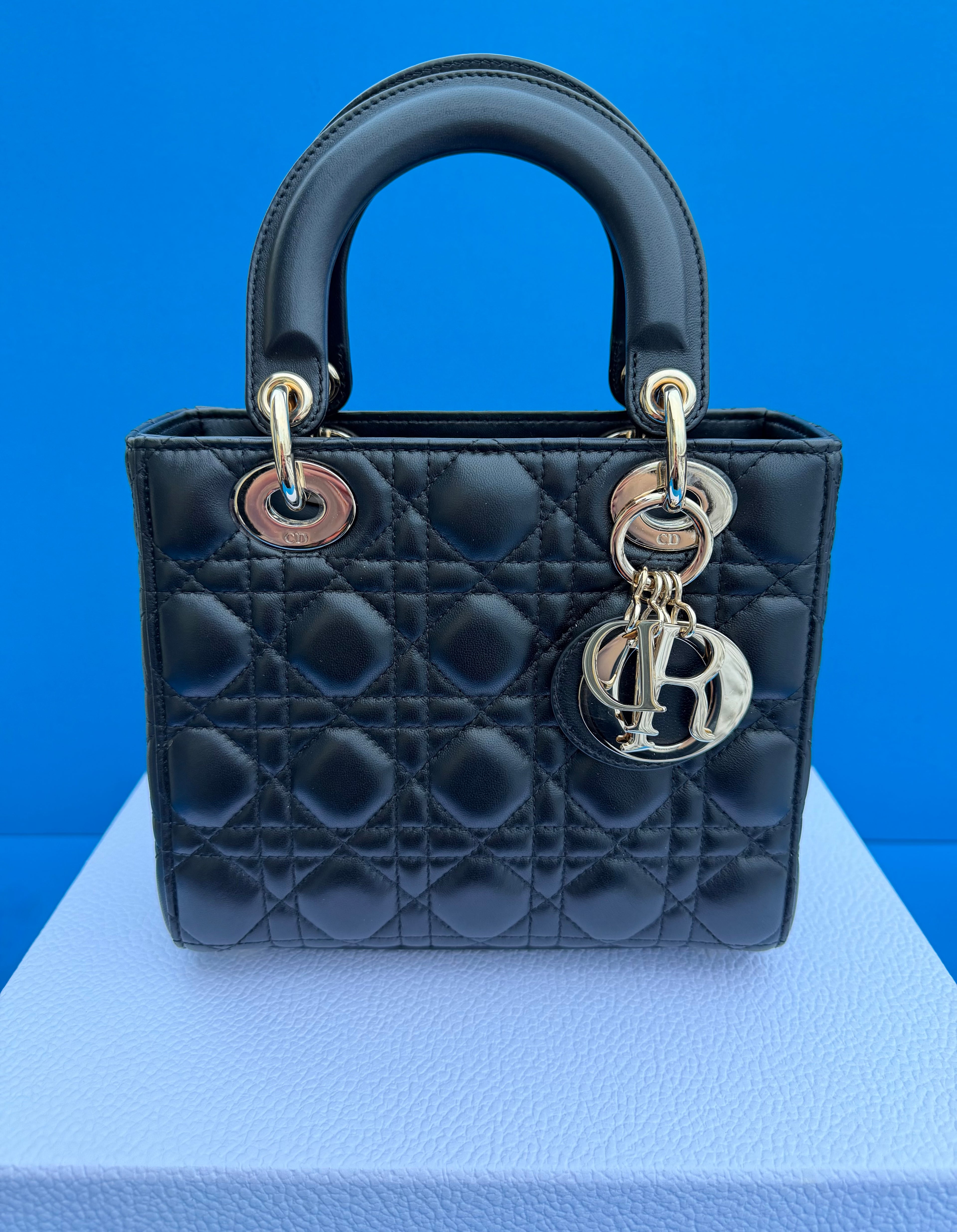 Christian Dior Lady Dior Handbag Black Lambskin, Small My ABCDior Bag