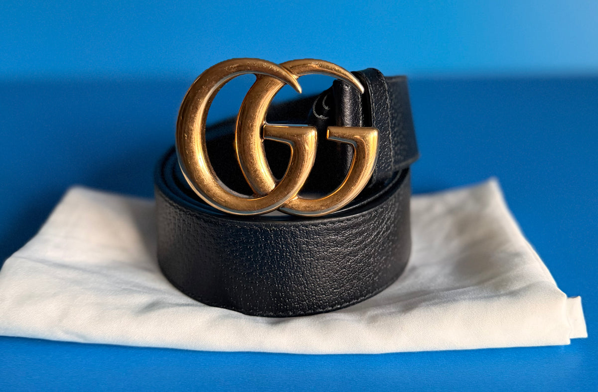 Gucci GG Marmont Black Leather Belt