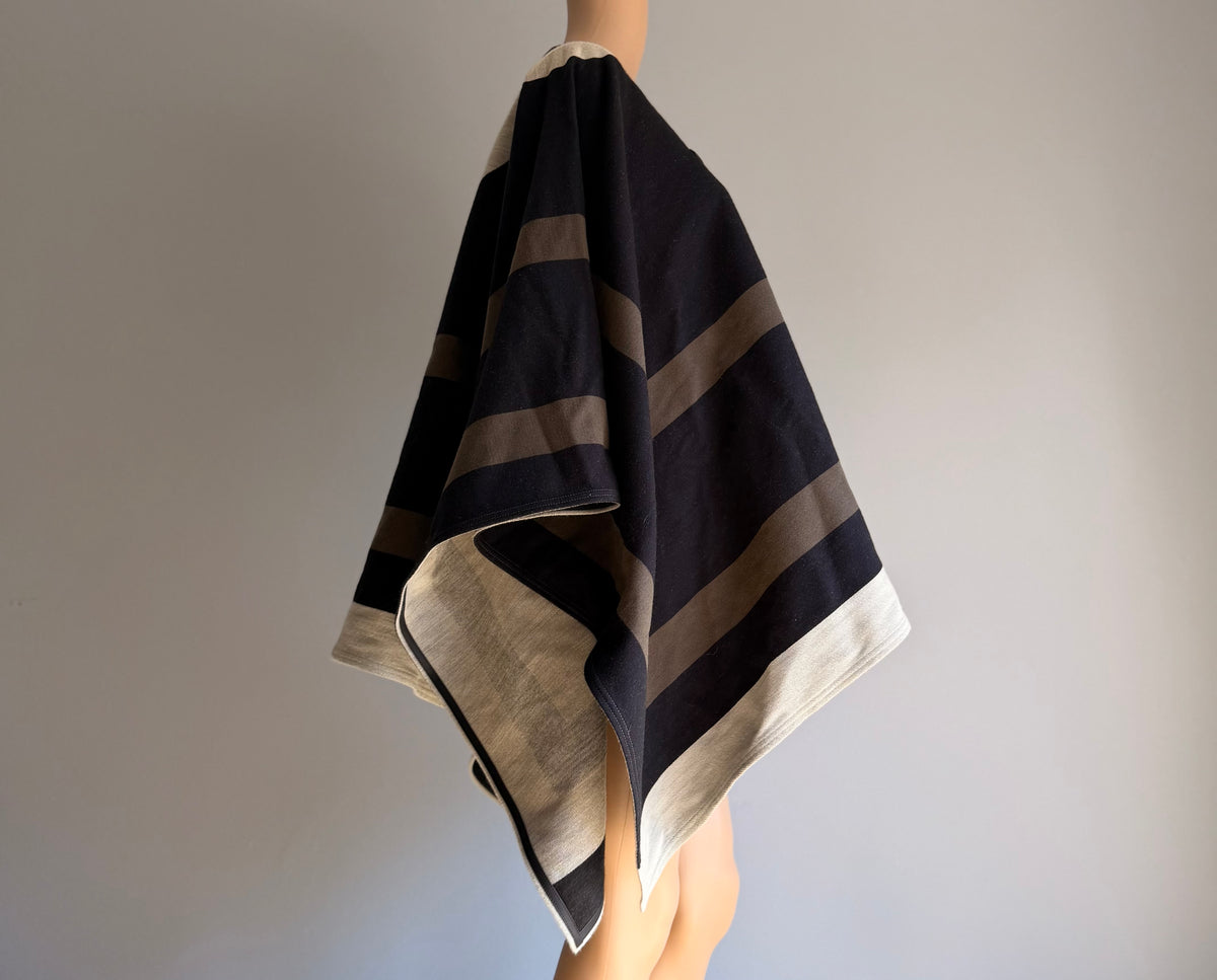 New Louis Vuitton Runway Wool Stripe Poncho Cape Coat Buckle Leather Trim (O/S)