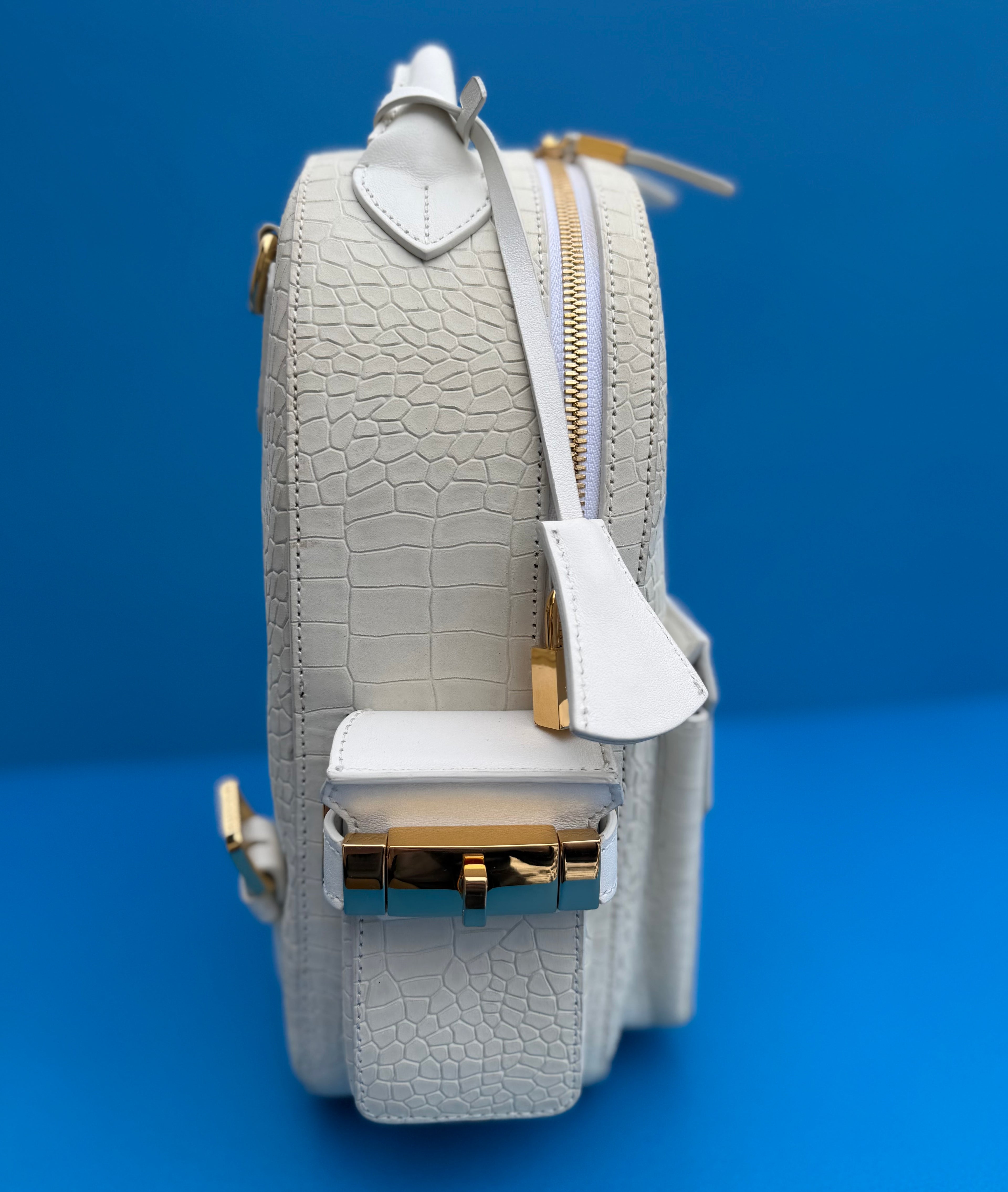 Rare Buscemi Phd Mini Nubuck Alligator Print Backpack