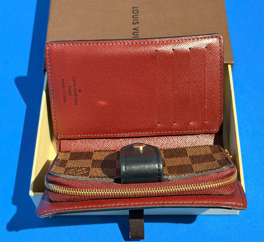 Louis Vuitton Juliette Wallet Damier Ebene Bordeaux Red Black