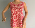 Vintage Chanel Red & Ivory Graphic Print Sleeveless Top Karl Lagerfeld Era Made in France (36)