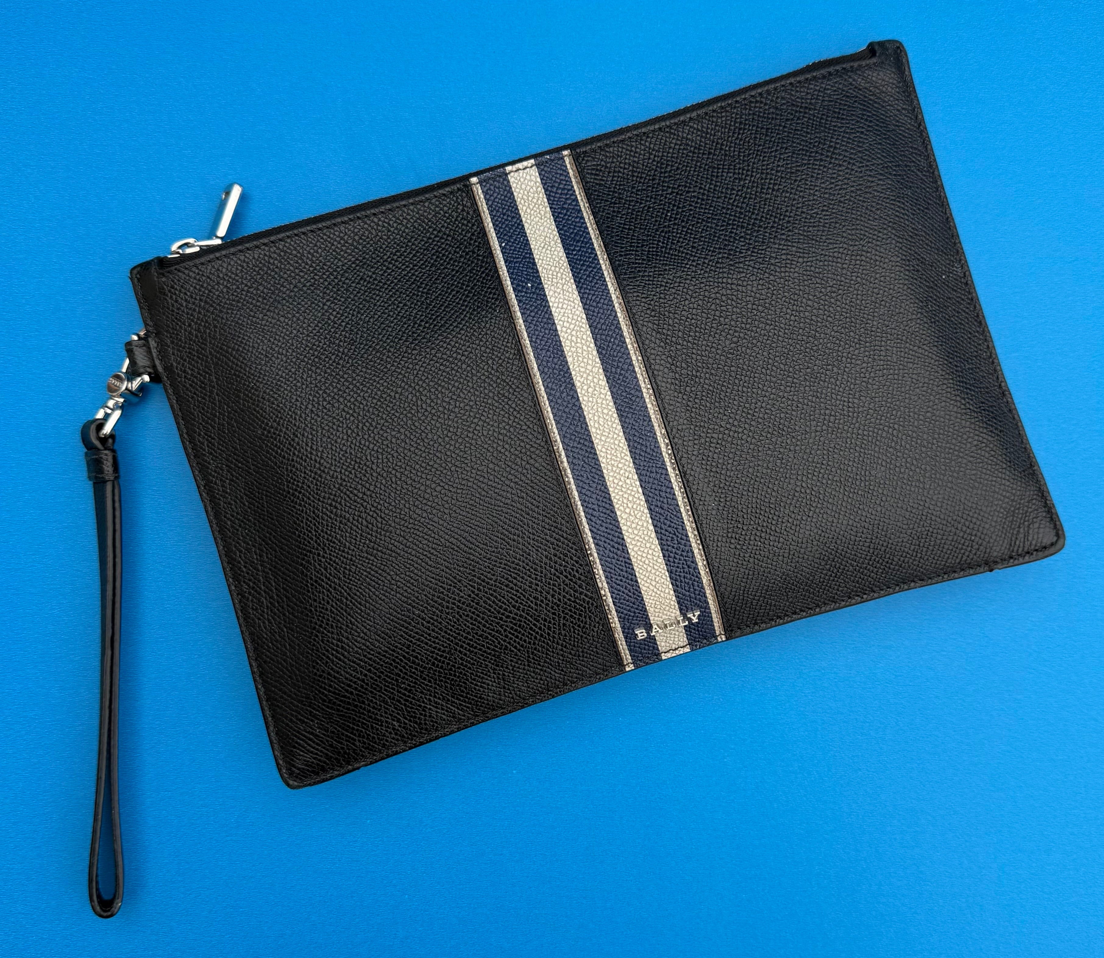 Bally Leather Striped Bag/ Clutch