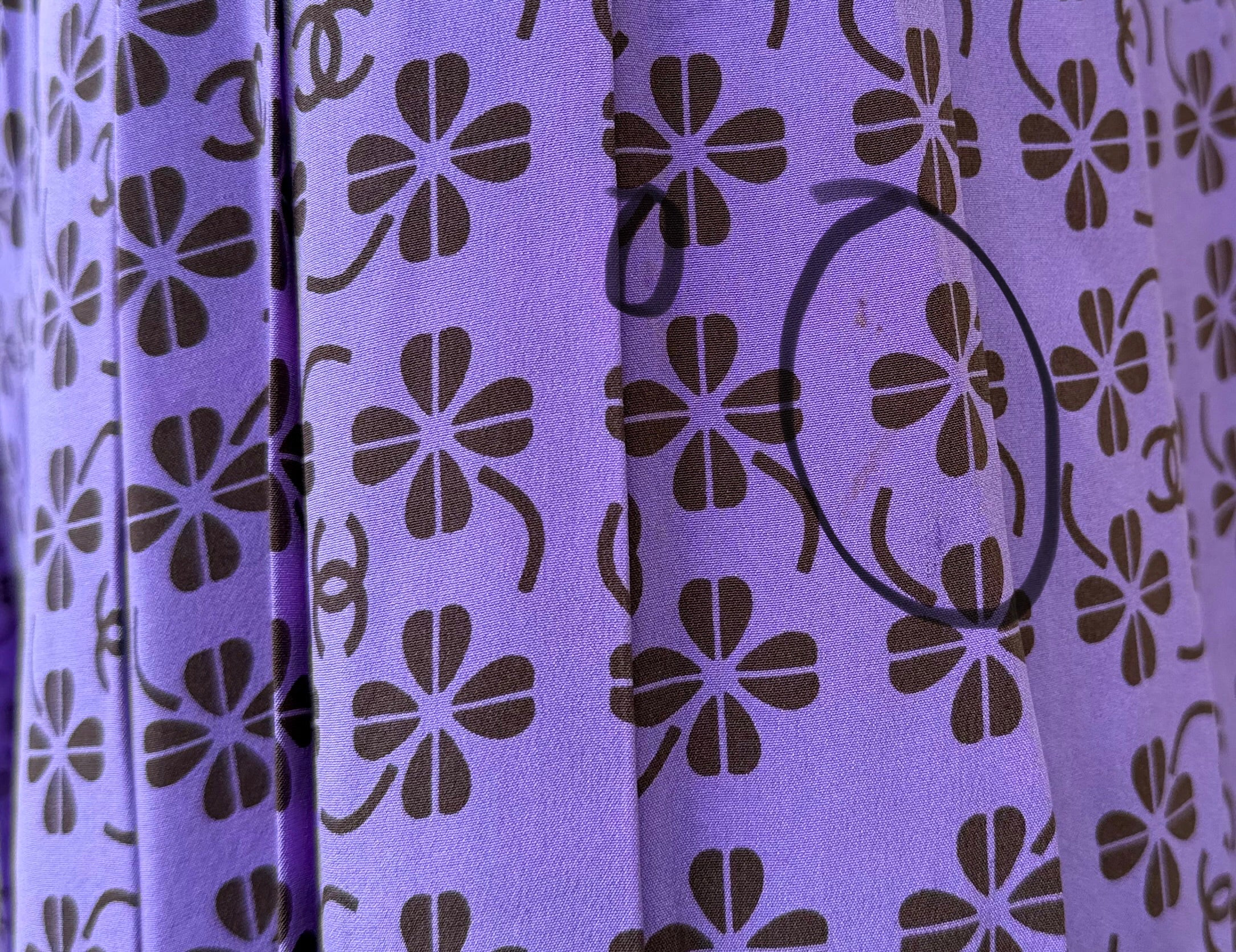 Rare Vintage Chanel 2002 Purple CC Monogram Floral Silk Wool Top & Skirt Set FR36