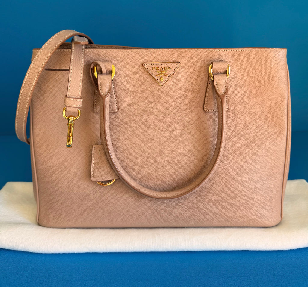 PRADA Saffiano Lux Tote Bag Cammeo Beige Brand New with Card Discontinued