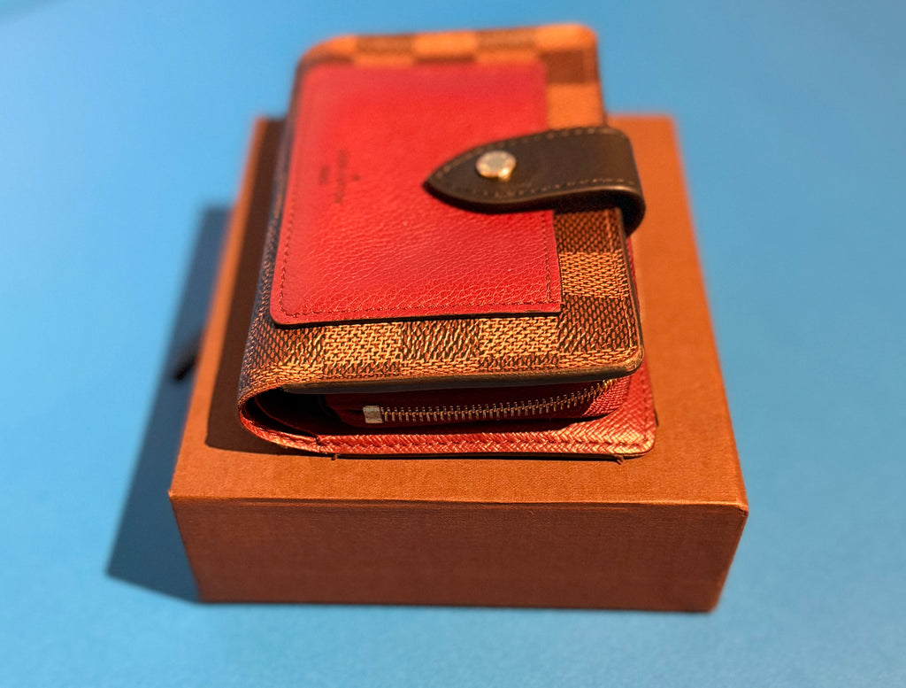 Louis Vuitton Juliette Wallet Damier Ebene Bordeaux Red Black