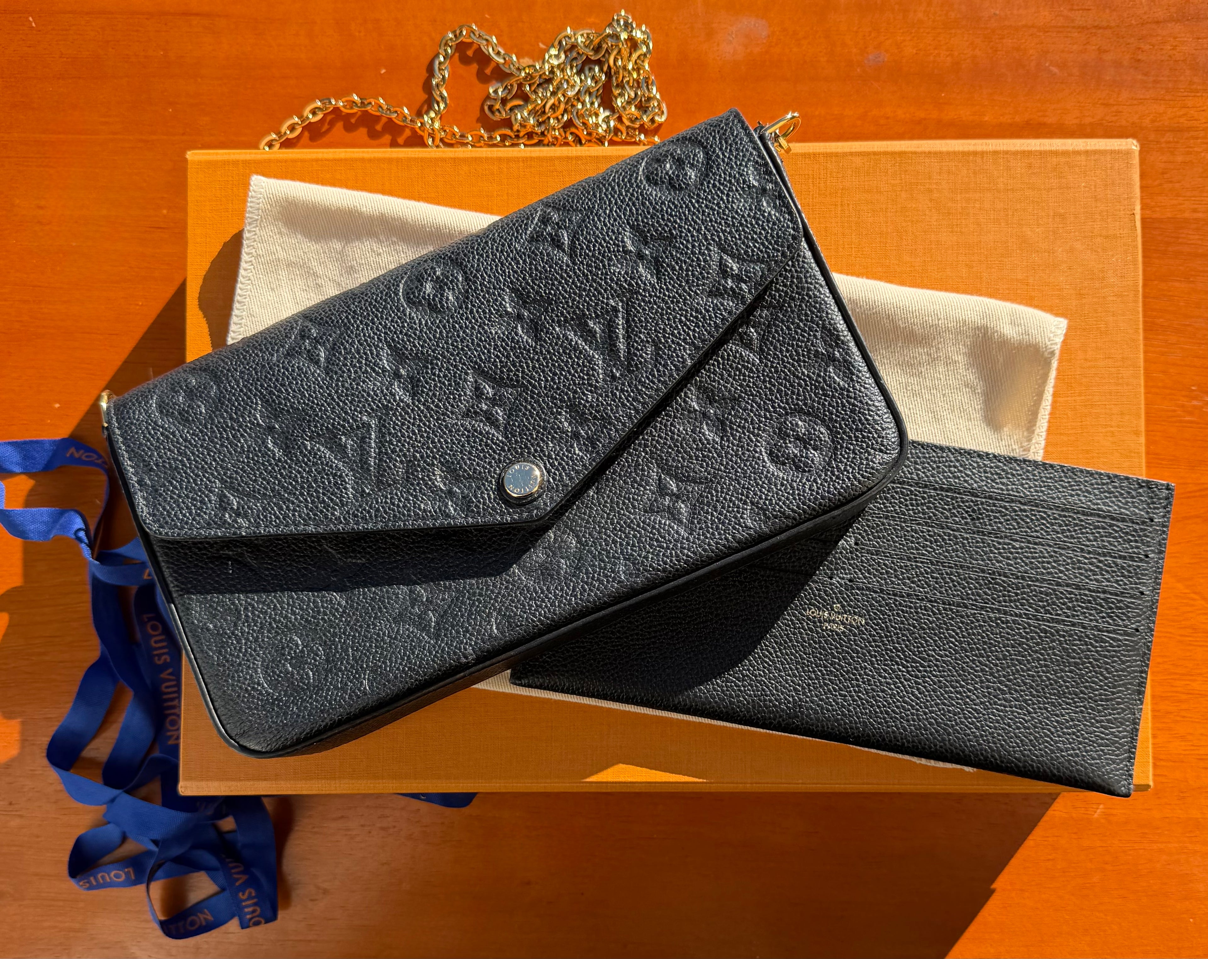Louis Vuitton Pochette Félicie In Black Monogram Empreinte Leather
