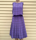 Rare Vintage Chanel 2002 Purple CC Monogram Floral Silk Wool Top & Skirt Set FR36