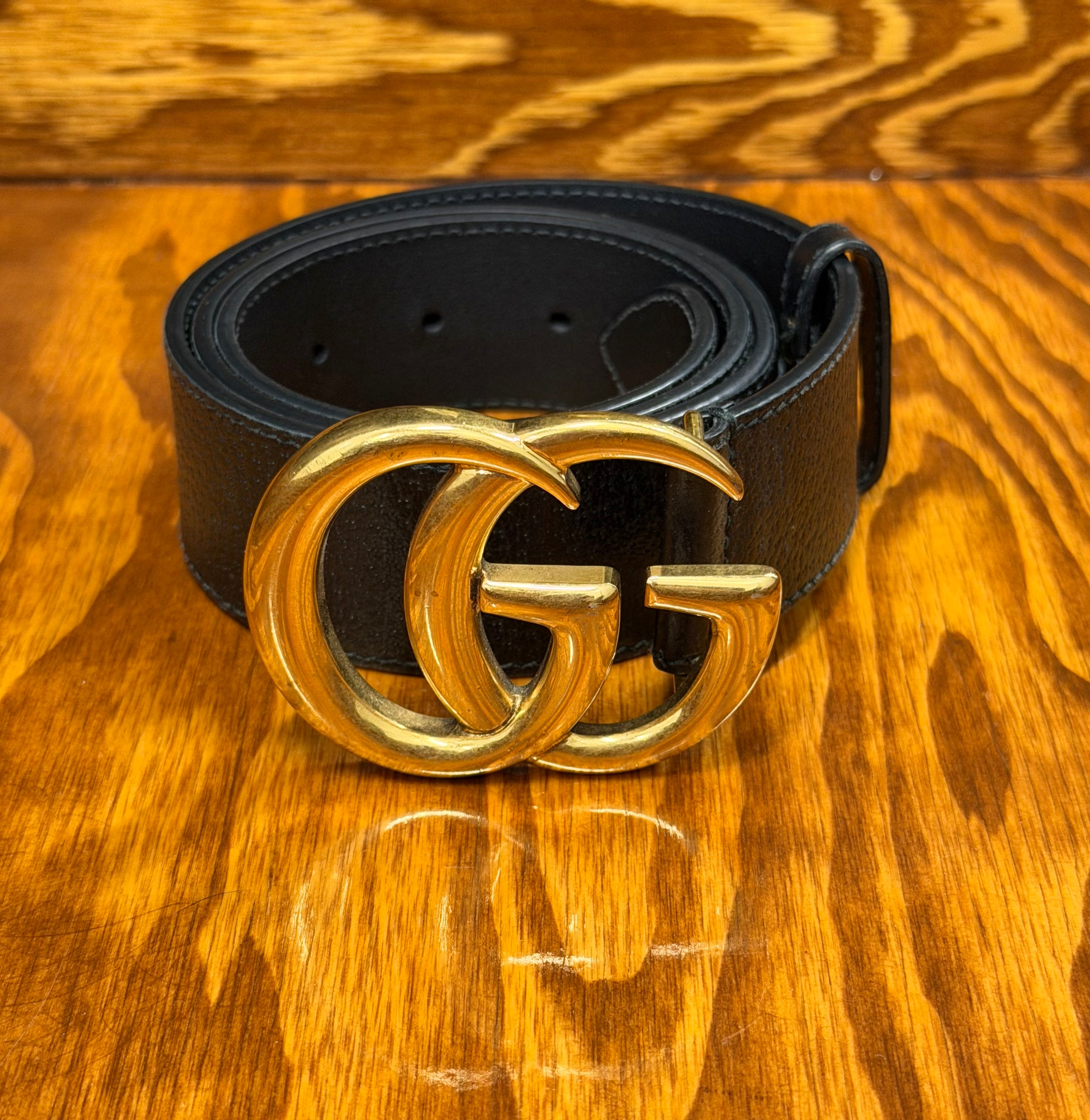 Gucci GG Marmont Black Leather Belt