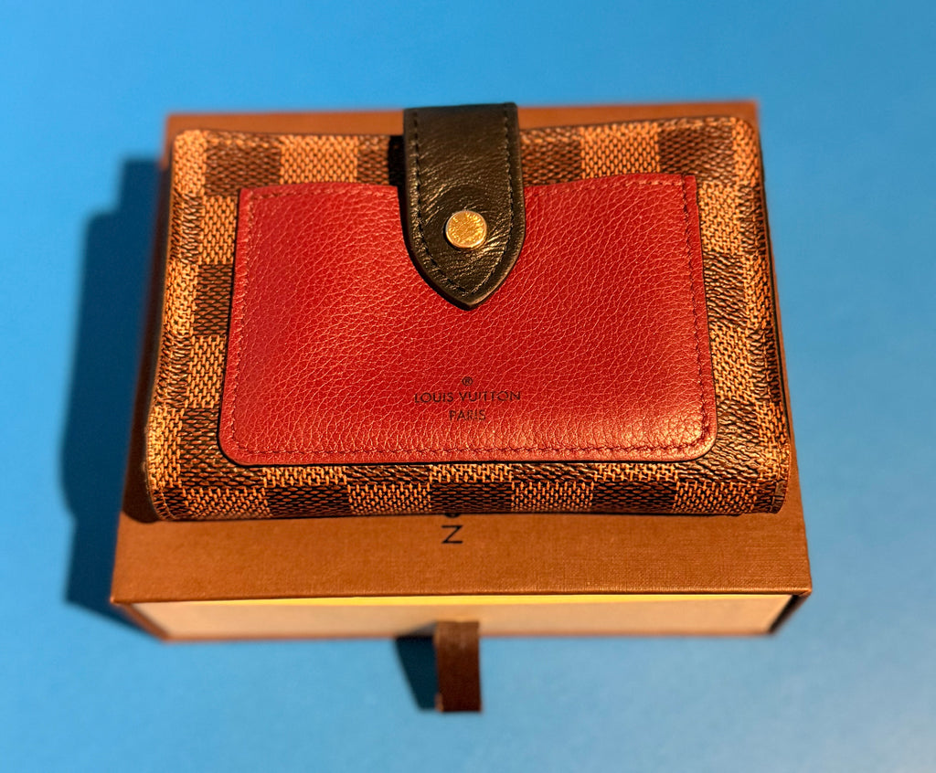 Louis Vuitton Juliette Wallet Damier Ebene Bordeaux Red Black