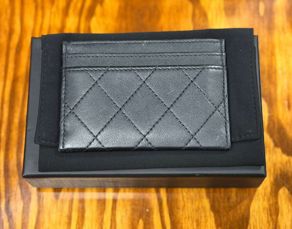 Rare Chanel 24P Collection Black On Black Lambskin Cardholder