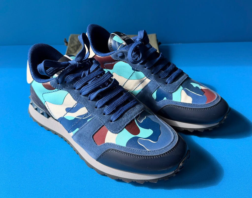 Valentino Garavani Rockrunner Camouflage Blue On Blue Size (40)