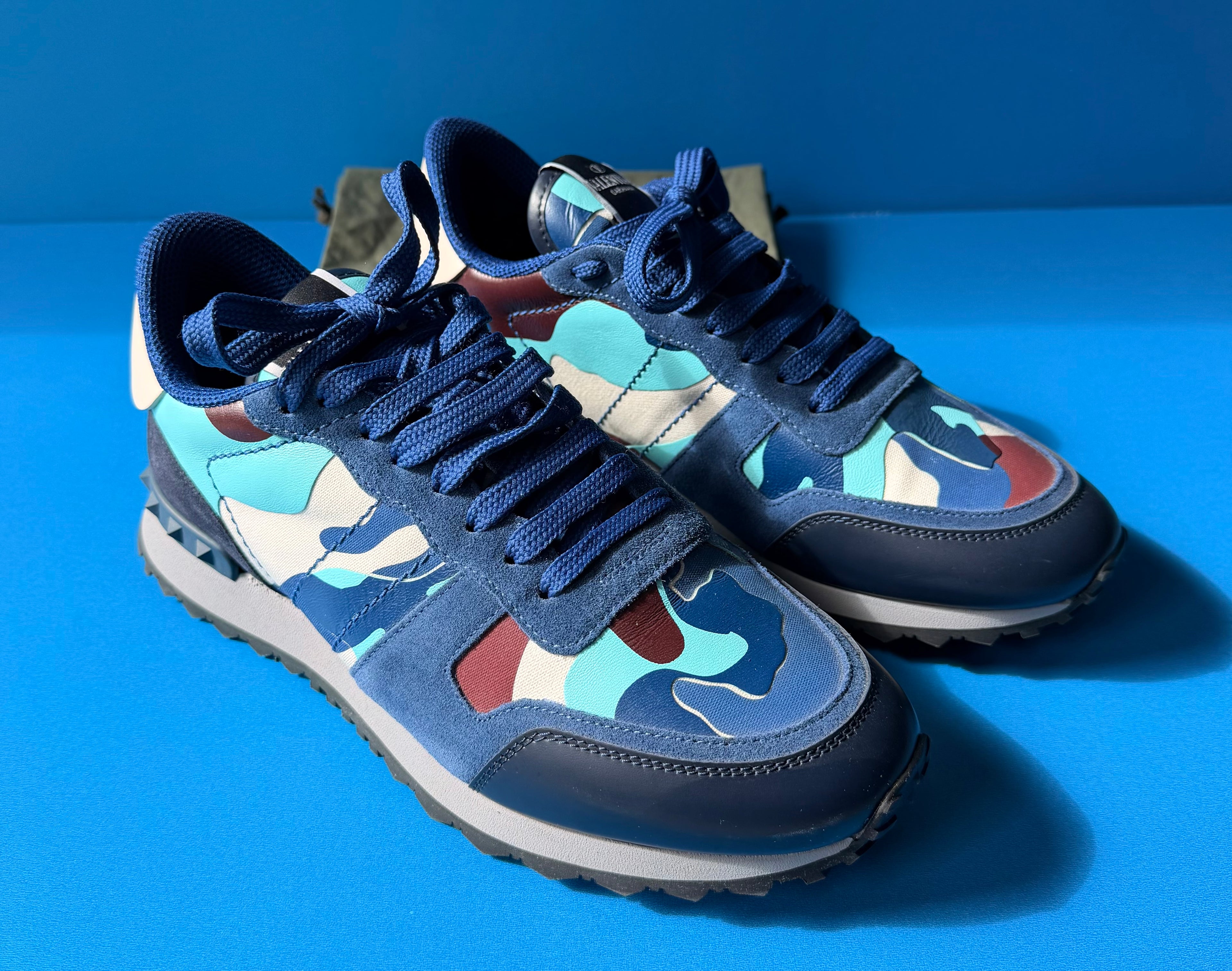 Valentino Garavani Rockrunner Camouflage Blue On Blue Size (40)