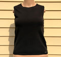 Chanel Vintage Black Knit Tank Top CC Logo Plaque Made in Italy FR 34/ US XS