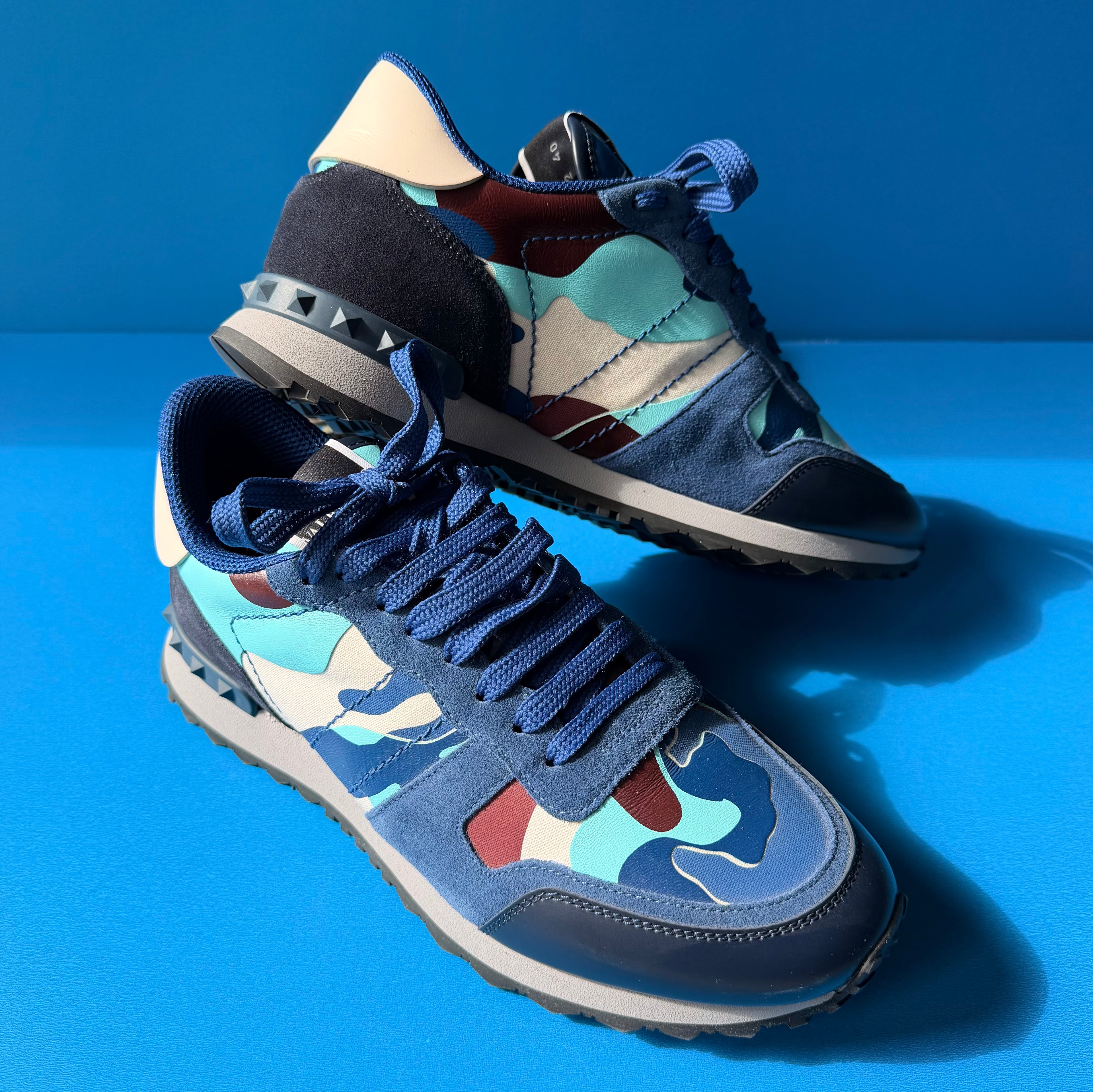 Valentino Garavani Rockrunner Camouflage Blue On Blue Size (40)
