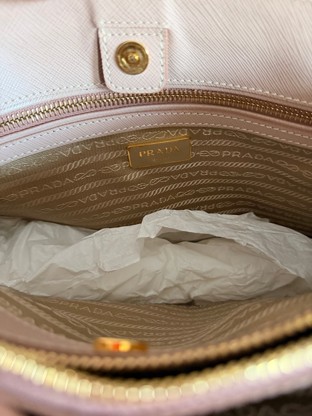 PRADA Saffiano Lux Tote Bag Cammeo Beige Brand New with Card Discontinued