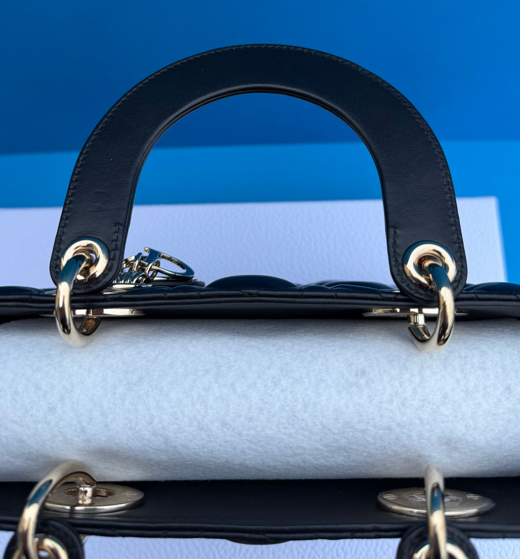 Christian Dior Lady Dior Handbag Black Lambskin, Small My ABCDior Bag