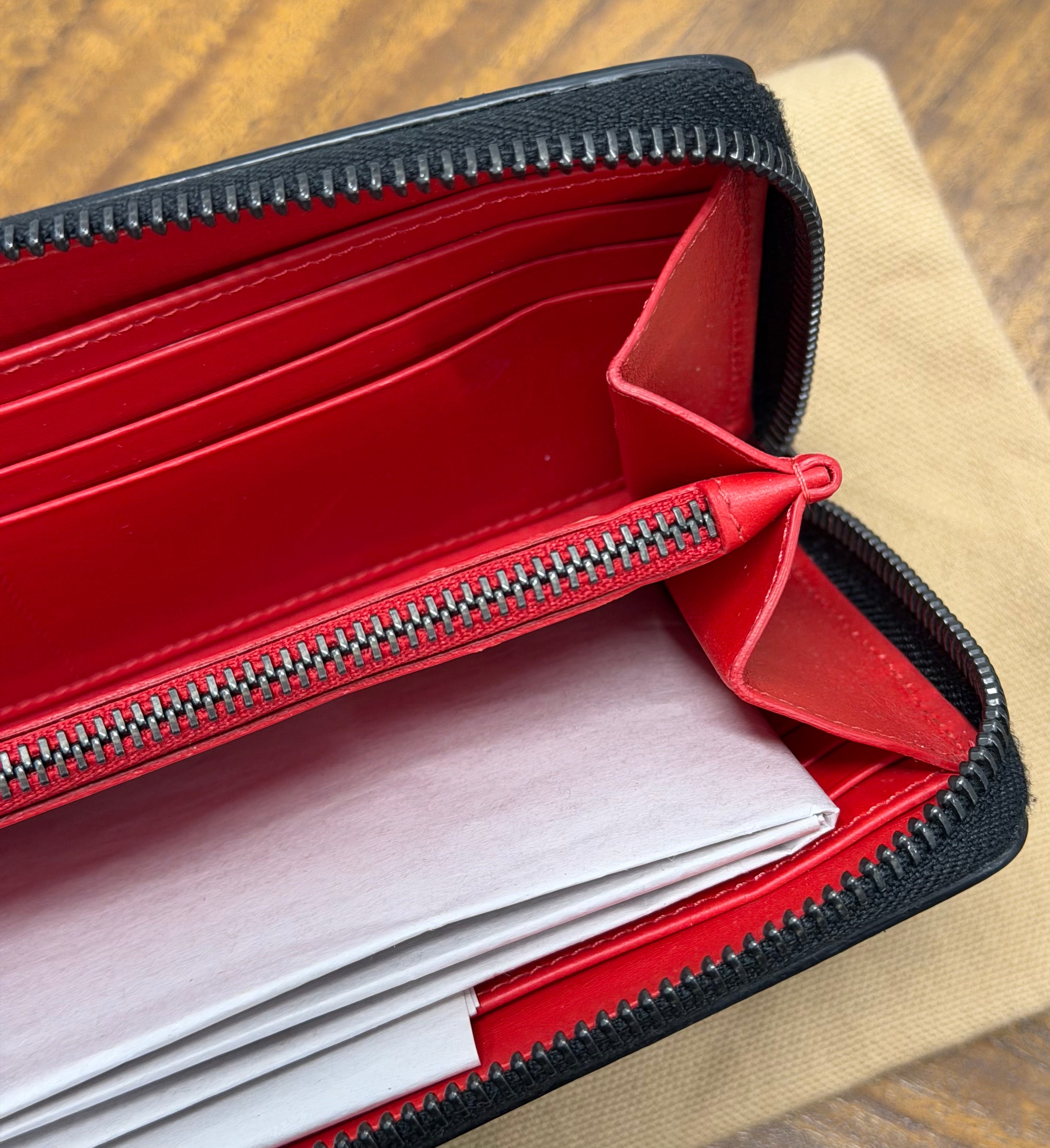 Christian Louboutin Spiked Panettone Wallet Black Leather Zip-around