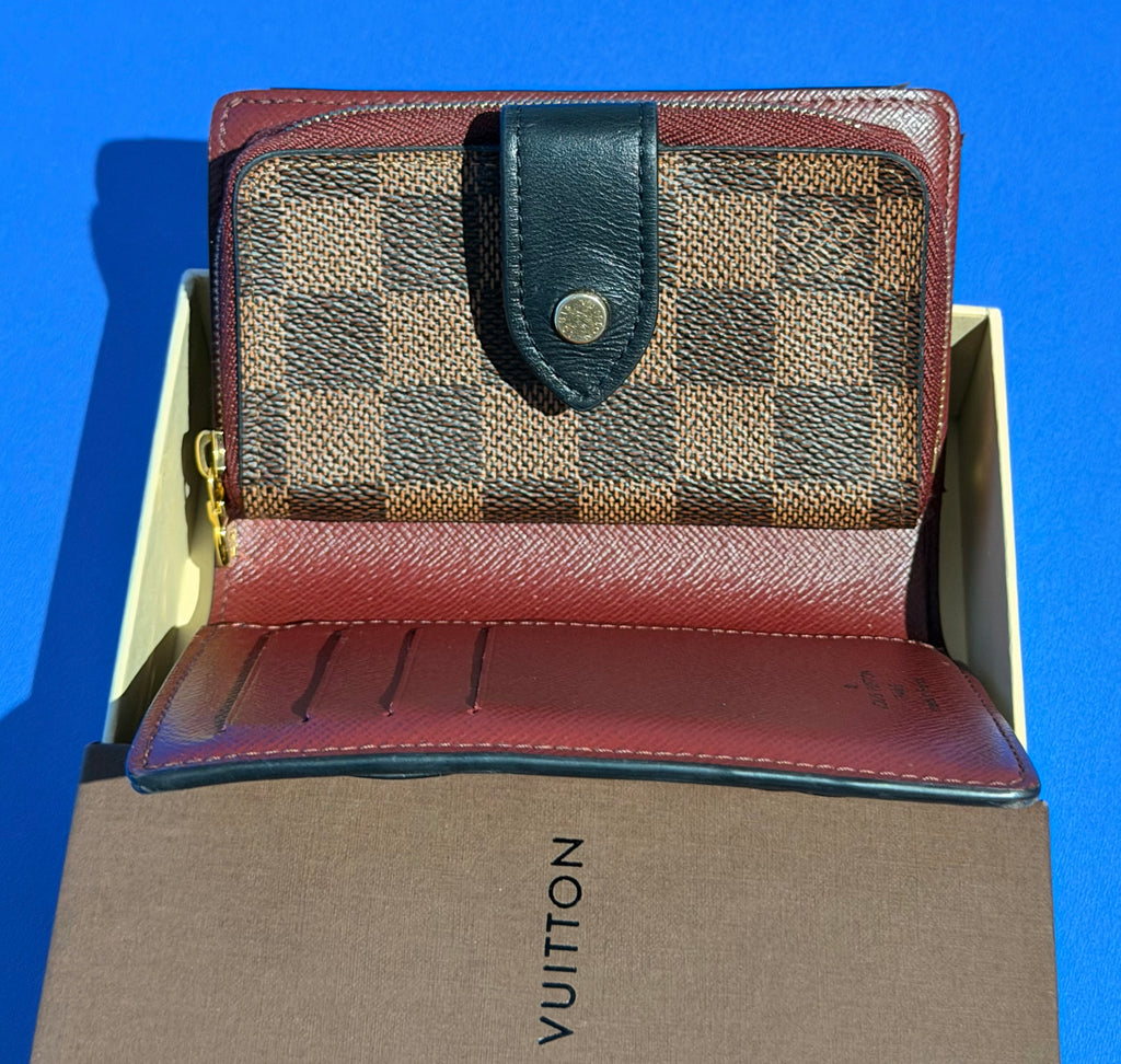 Louis Vuitton Juliette Wallet Damier Ebene Bordeaux Red Black