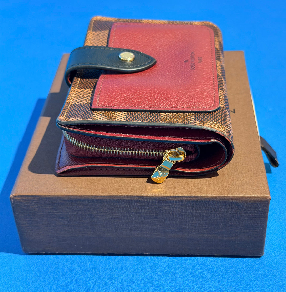 Louis Vuitton Juliette Wallet Damier Ebene Bordeaux Red Black