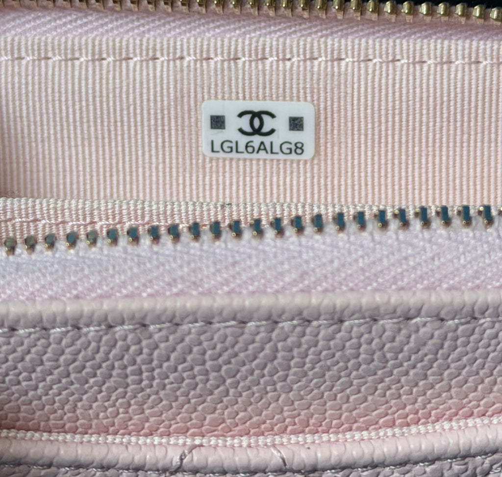 CHANEL Classic Zip Coin Purse Pink Caviar Leather Card Holder Wallet
