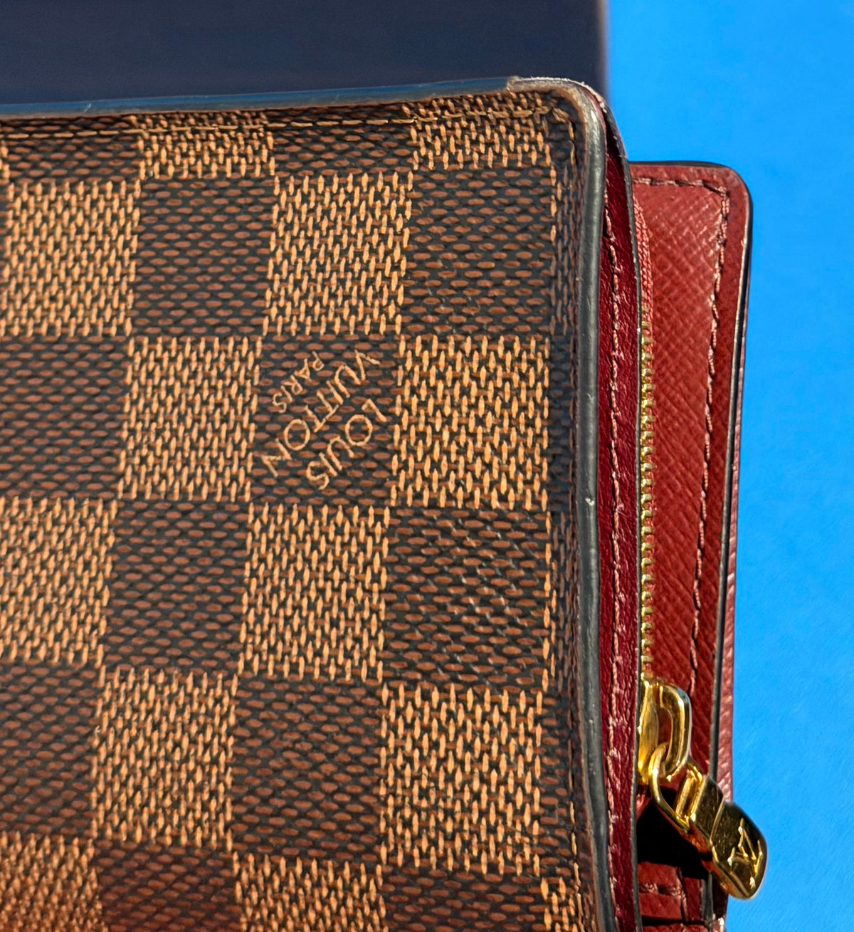 Louis Vuitton Juliette Wallet Damier Ebene Bordeaux Red Black