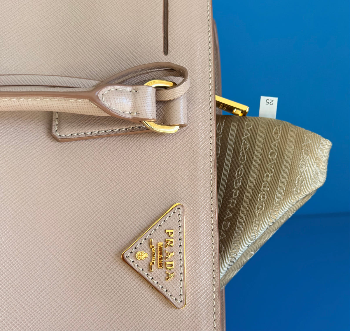 PRADA Saffiano Lux Tote Bag Cammeo Beige Brand New with Card Discontinued