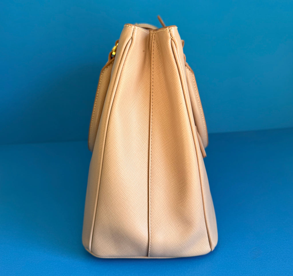 PRADA Saffiano Lux Tote Bag Cammeo Beige Brand New with Card Discontinued