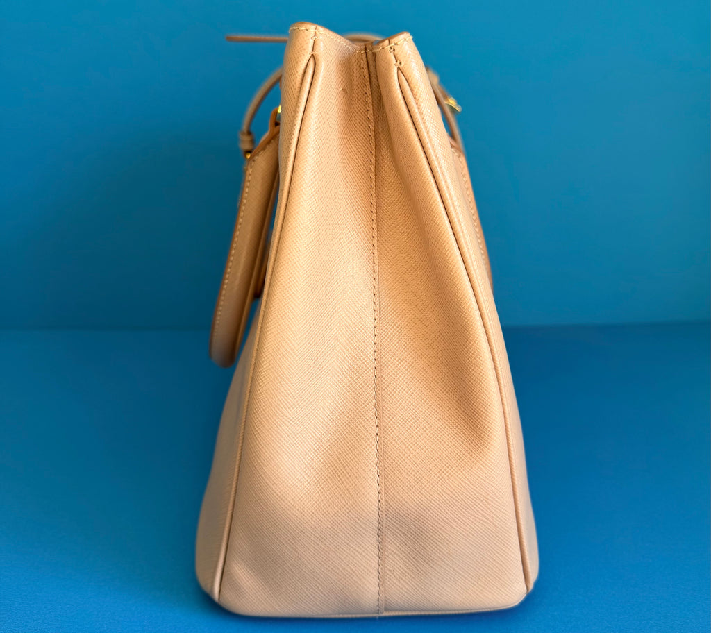 PRADA Saffiano Lux Tote Bag Cammeo Beige Brand New with Card Discontinued