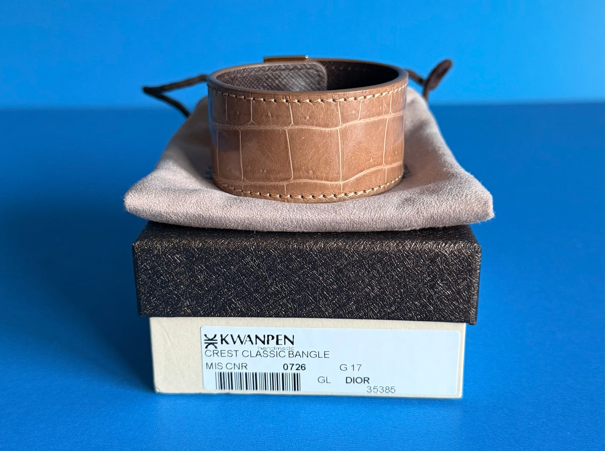 Kawapen Tan Cuff In Crocodile Leather