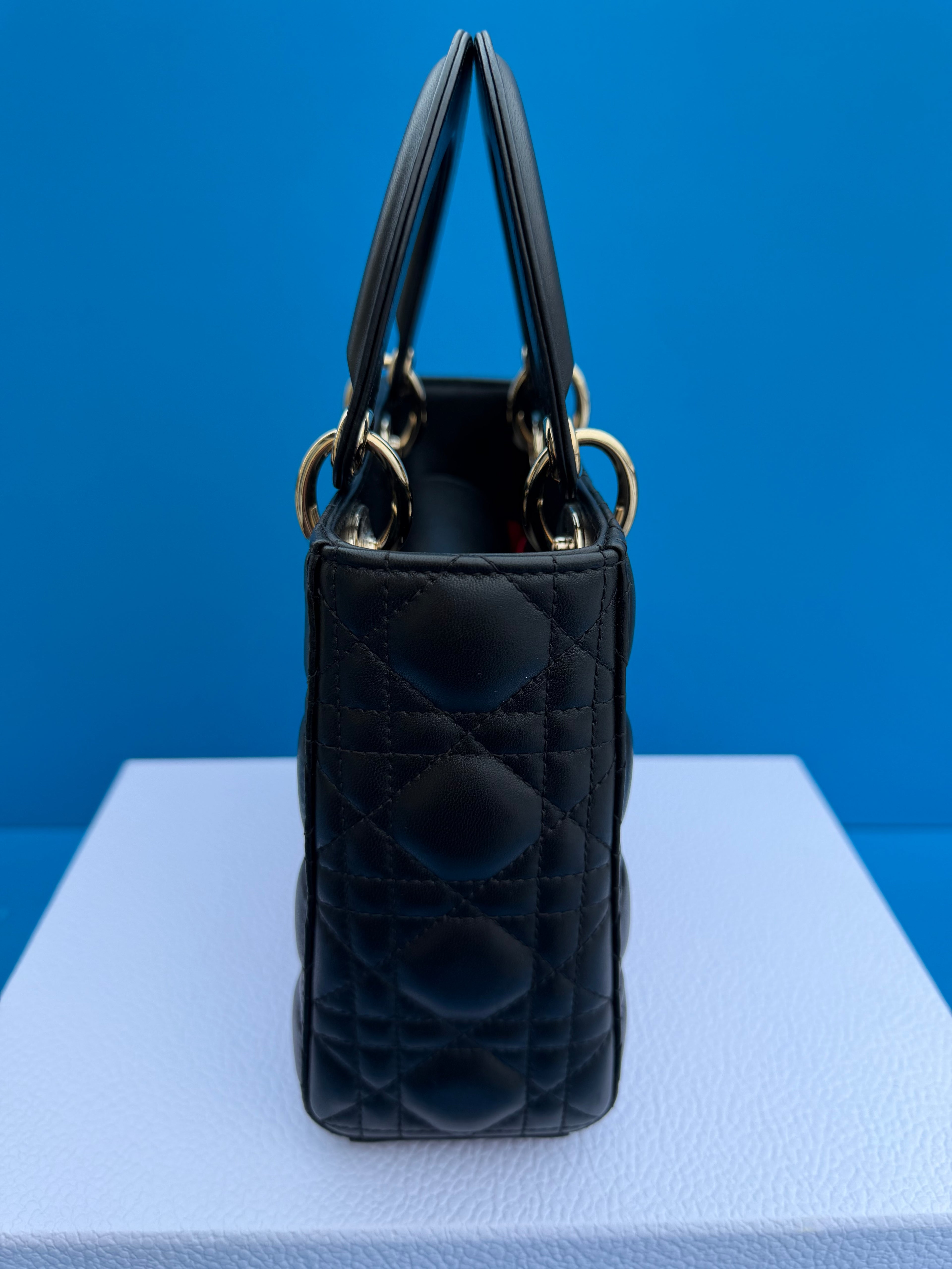 Christian Dior Lady Dior Handbag Black Lambskin, Small My ABCDior Bag
