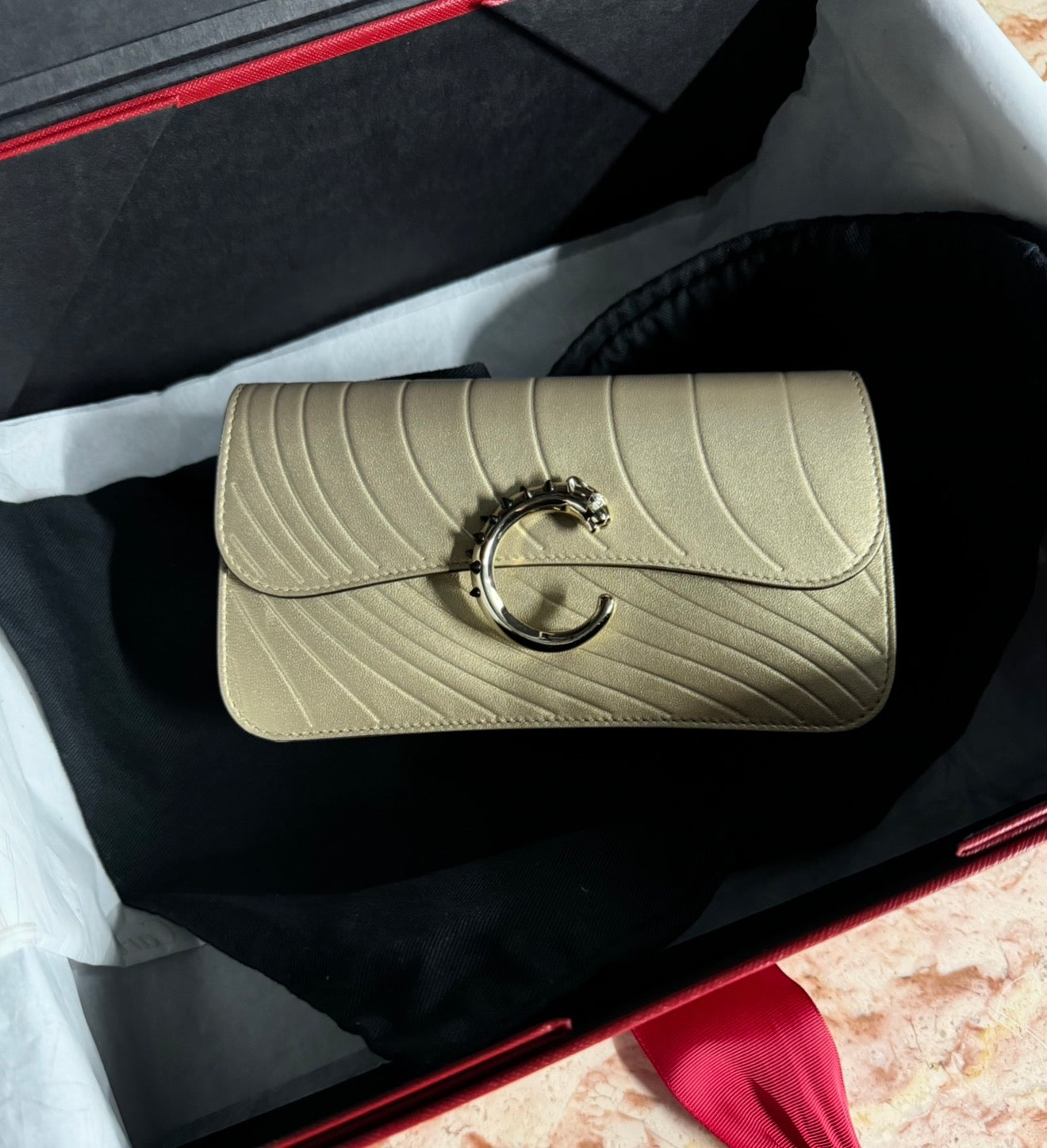 Cartier Panthère De Chain Mini Cross-Body Bag In Gold
