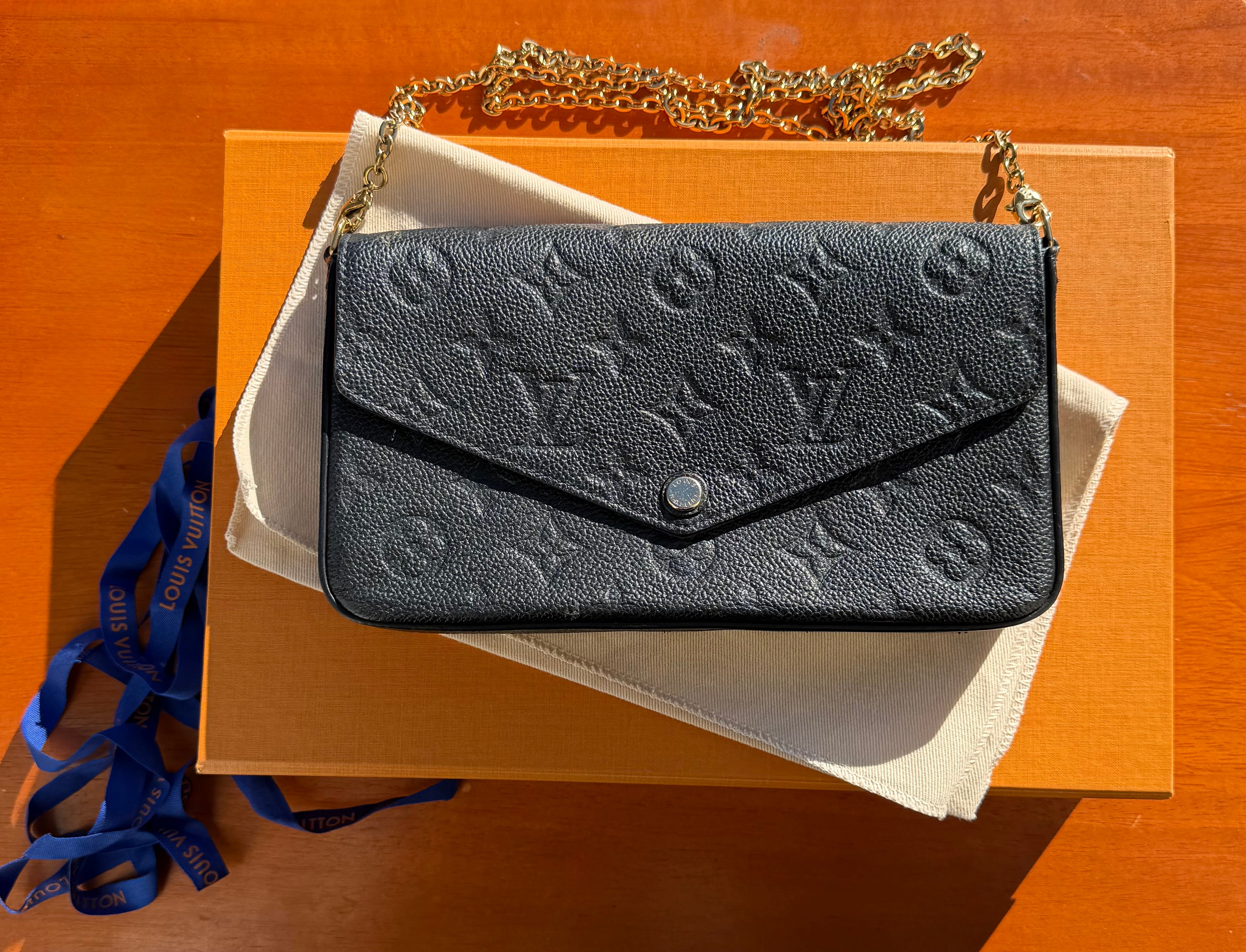 Louis Vuitton Pochette Félicie In Black Monogram Empreinte Leather