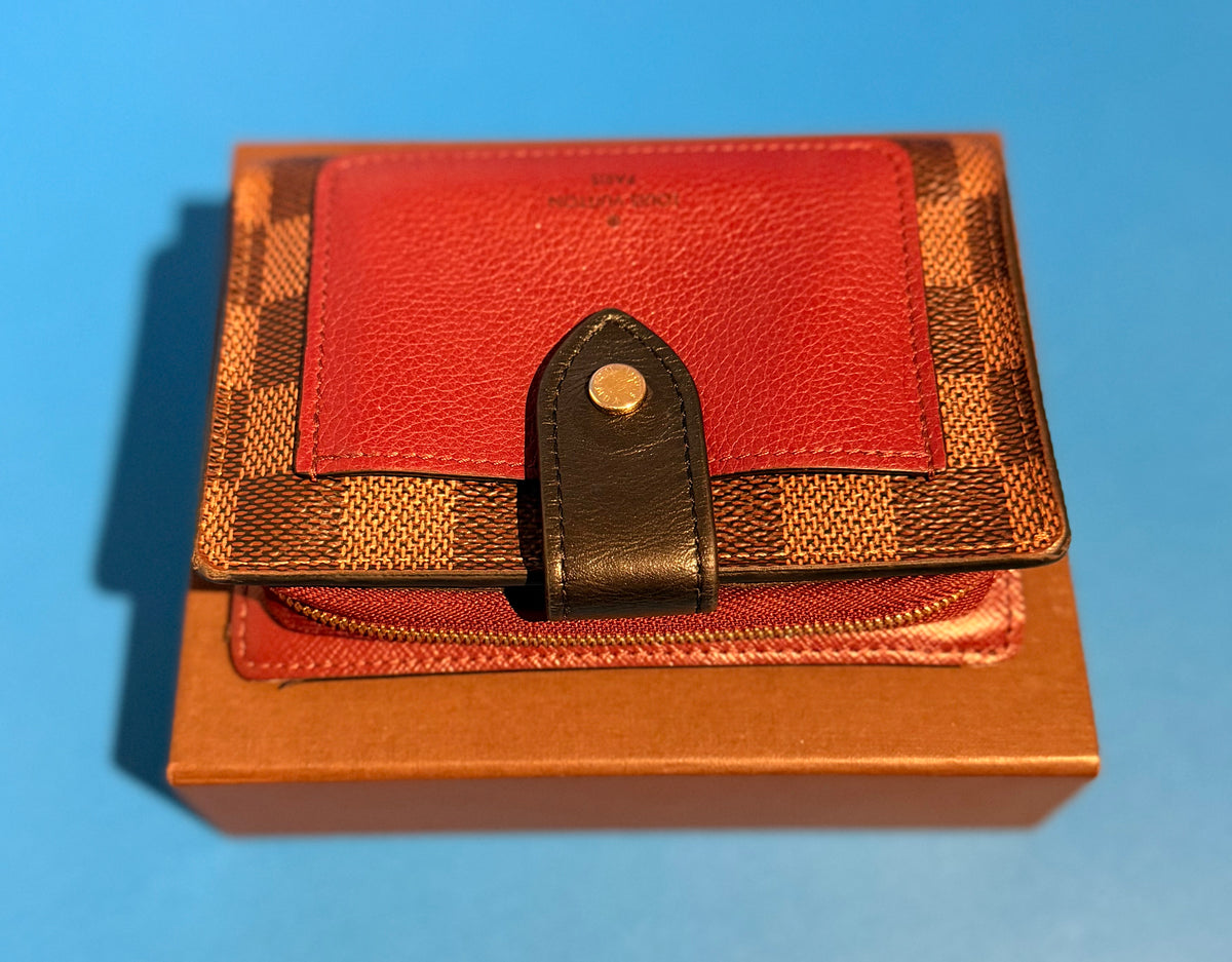 Louis Vuitton Juliette Wallet Damier Ebene Bordeaux Red Black