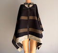 New Louis Vuitton Runway Wool Stripe Poncho Cape Coat Buckle Leather Trim (O/S)