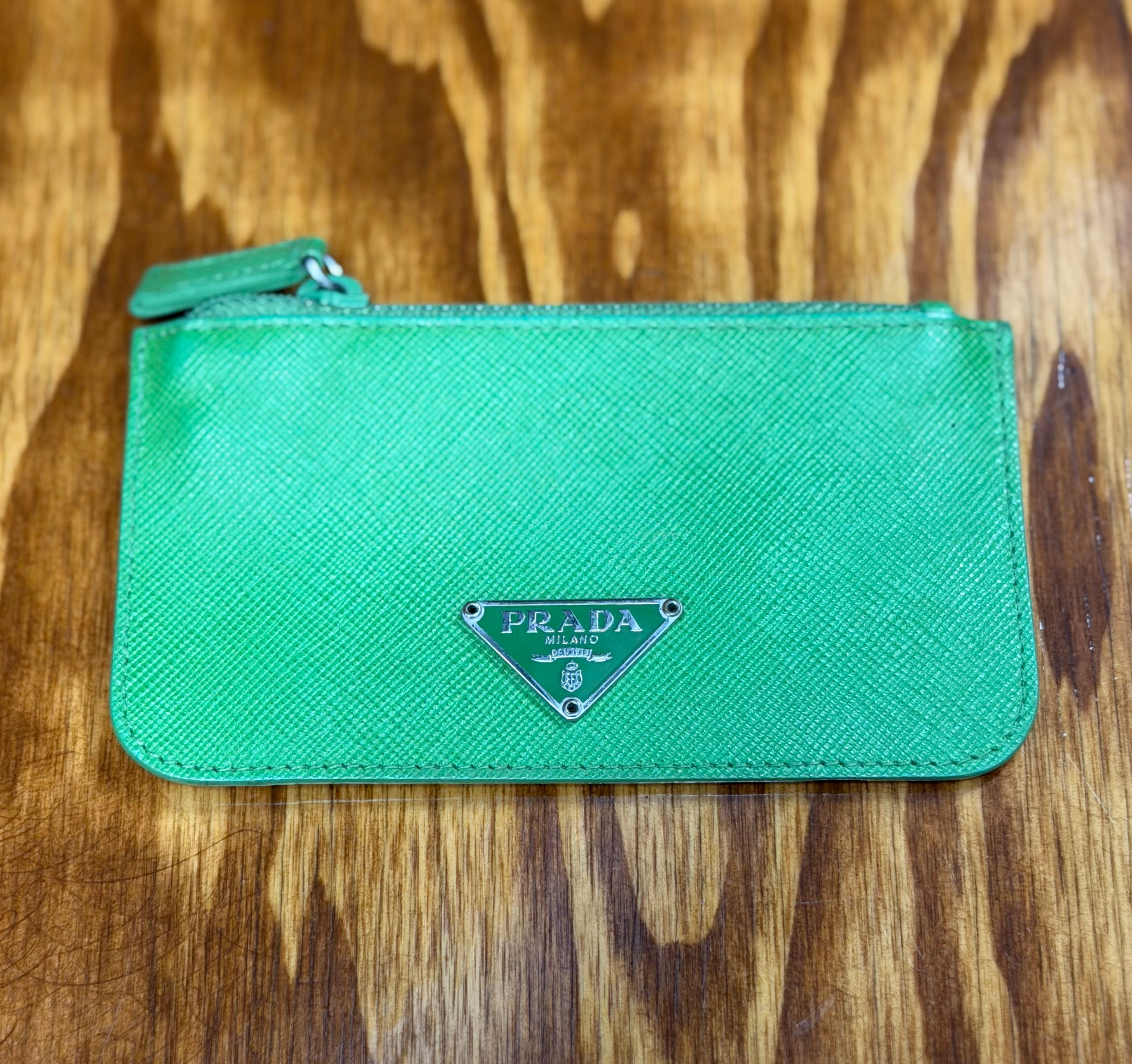 Prada Green Saffiano Leather Key Pouch