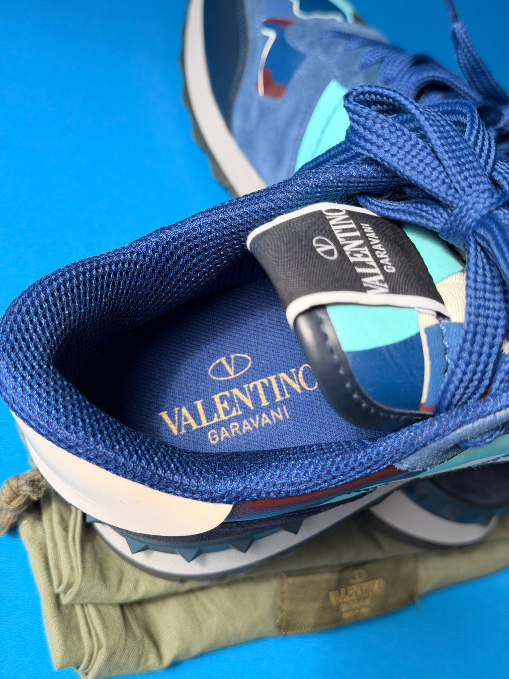 Valentino Garavani Rockrunner Camouflage Blue On Blue Size (40)