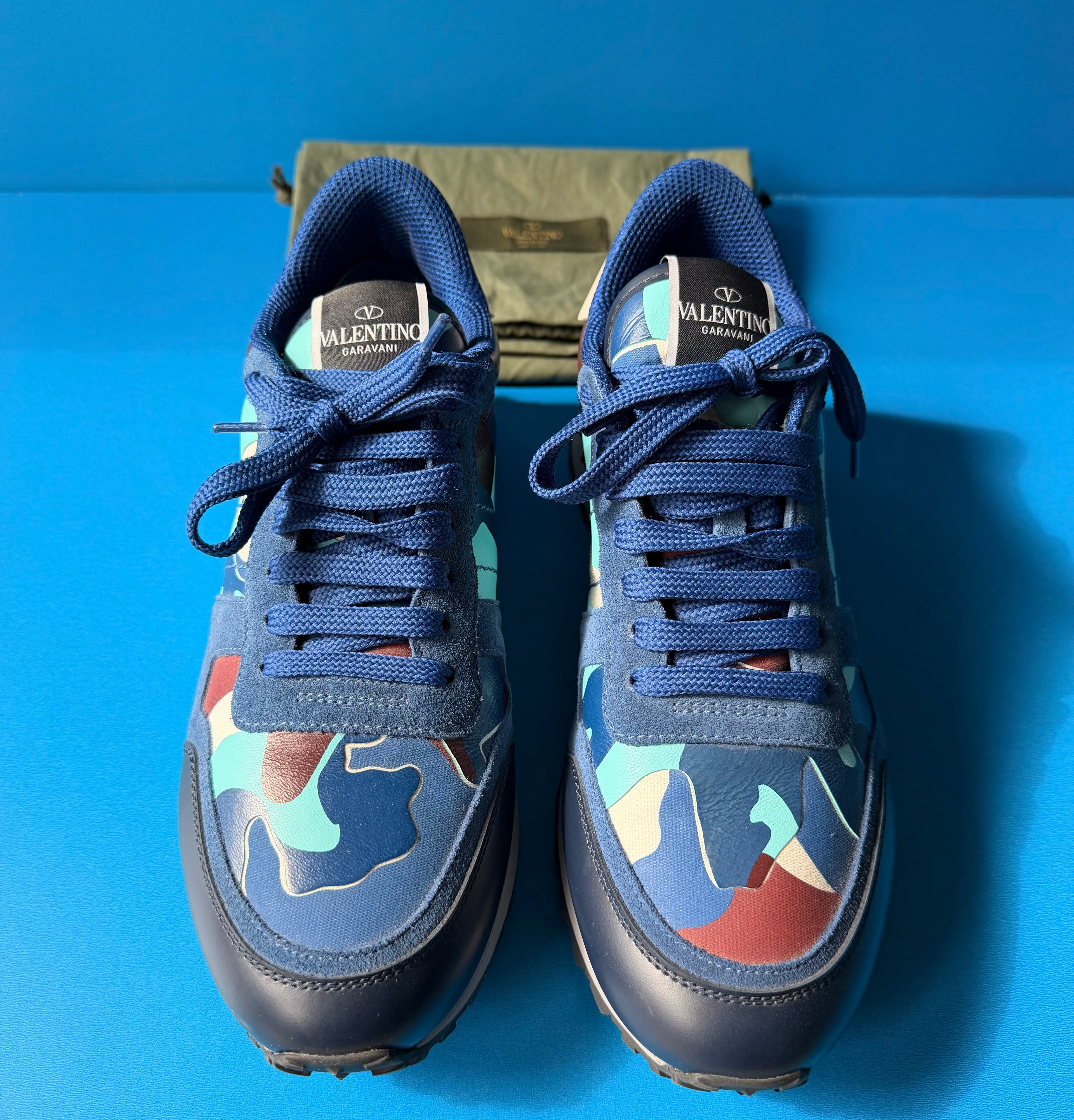 Valentino Garavani Rockrunner Camouflage Blue On Blue Size (40)