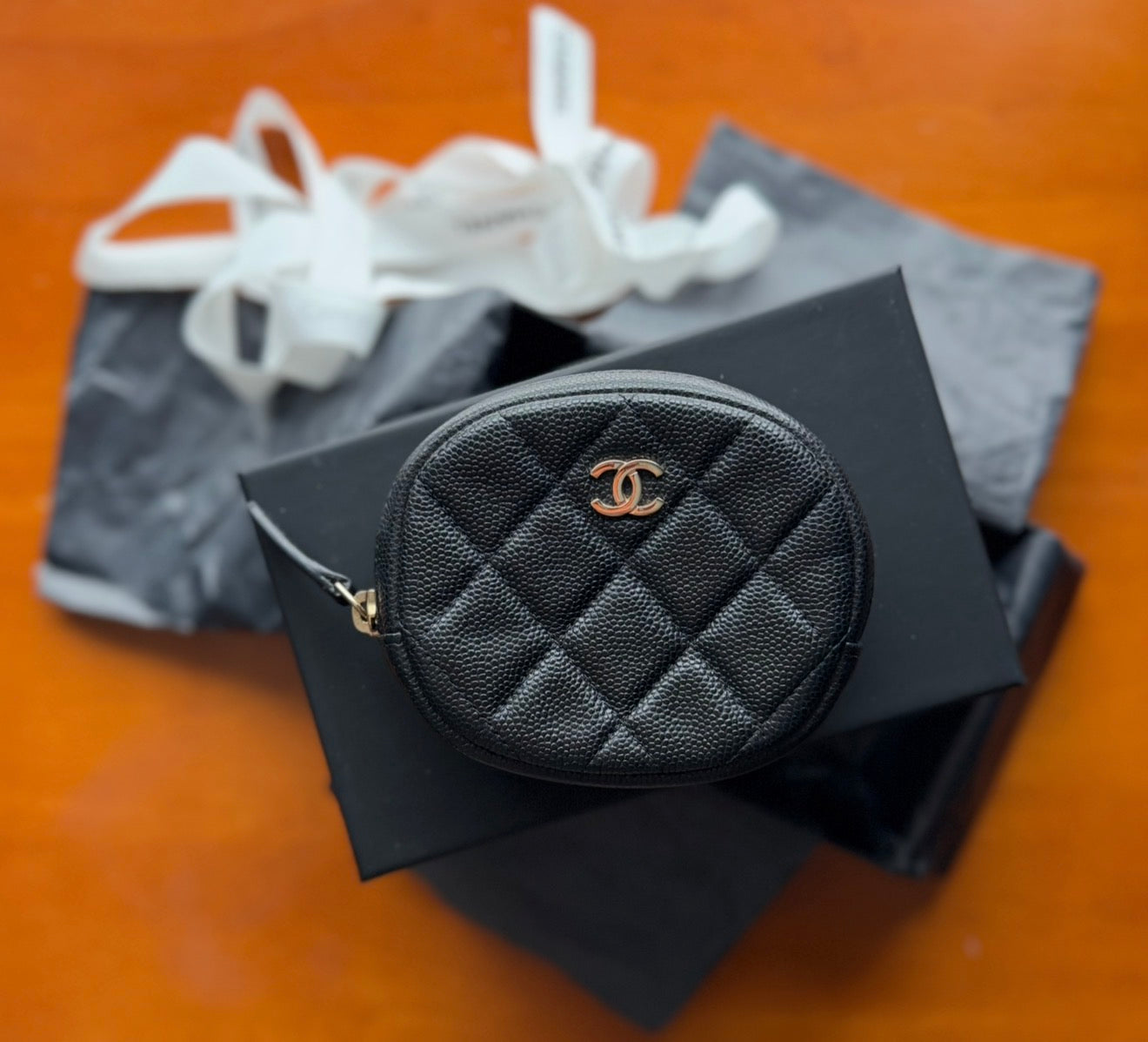 Chanel Round Coin Purse Caviar Quilted Leather