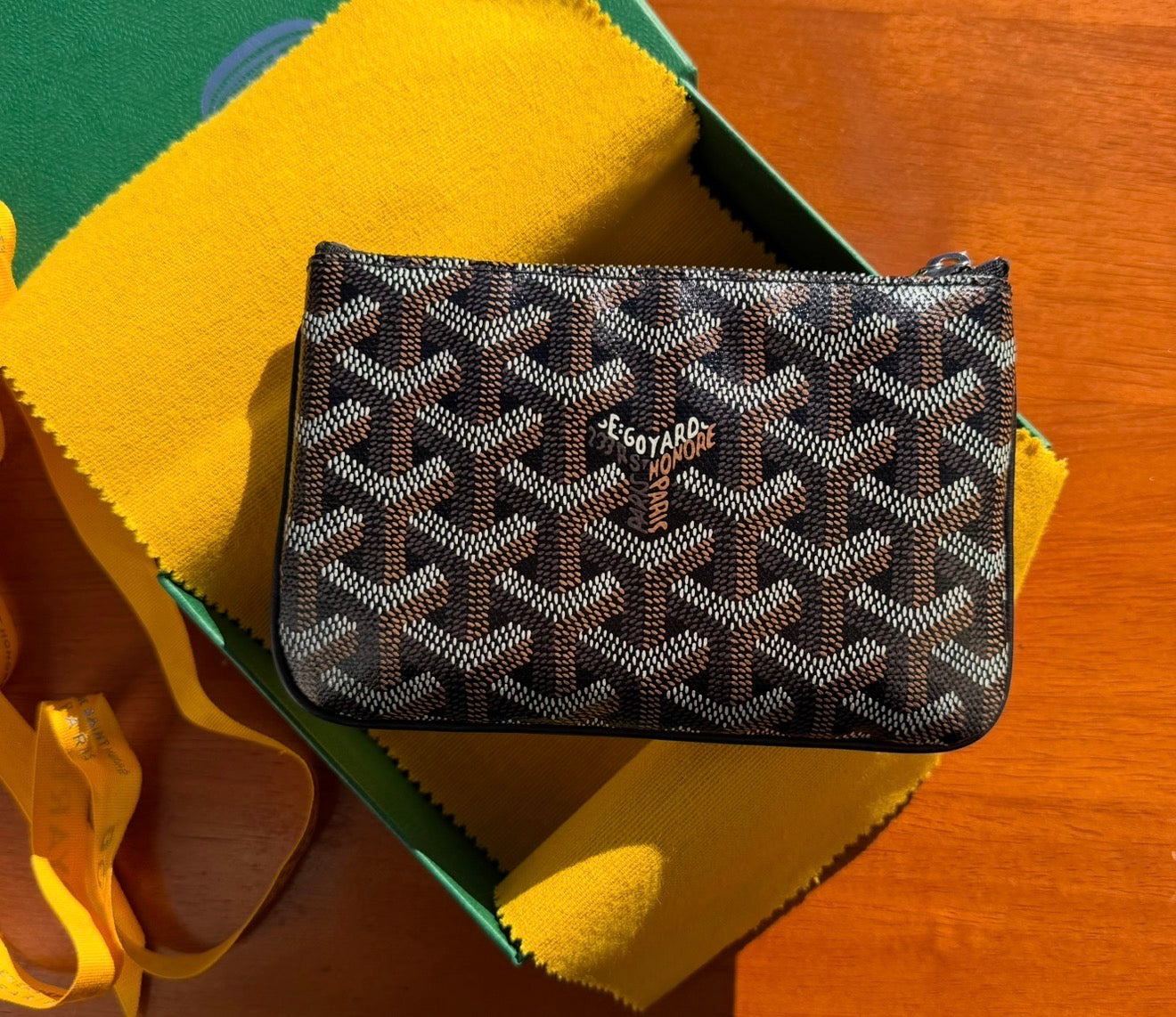 Goyard Sénat Mini Pouch In Black & Tan
