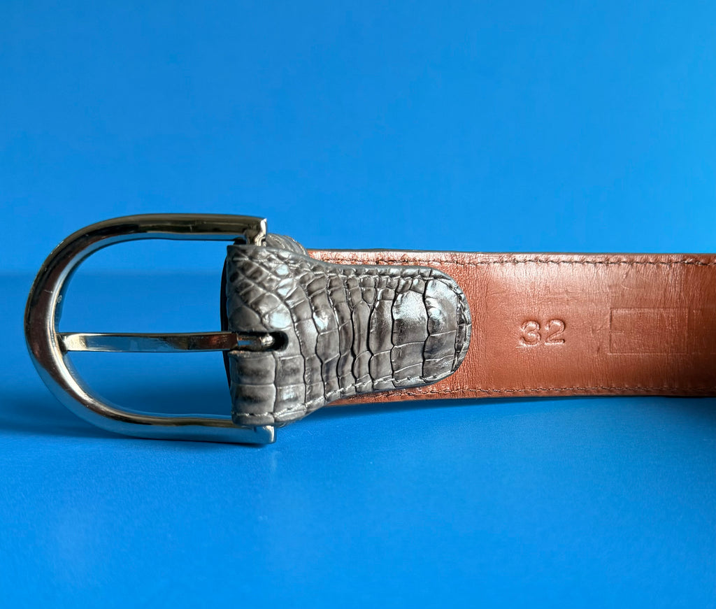 Genuine, alligator leather belt