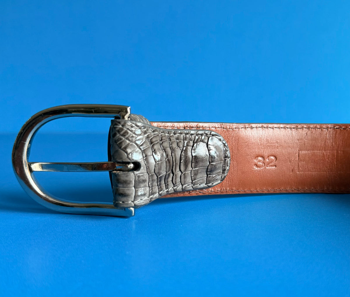 Genuine, alligator leather belt