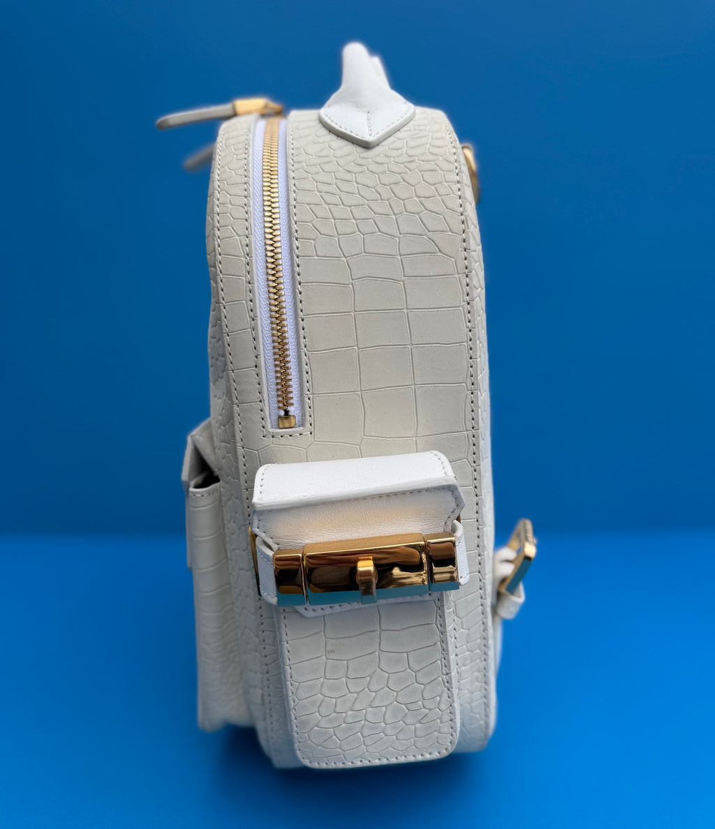 Rare Buscemi Phd Mini Nubuck Alligator Print Backpack
