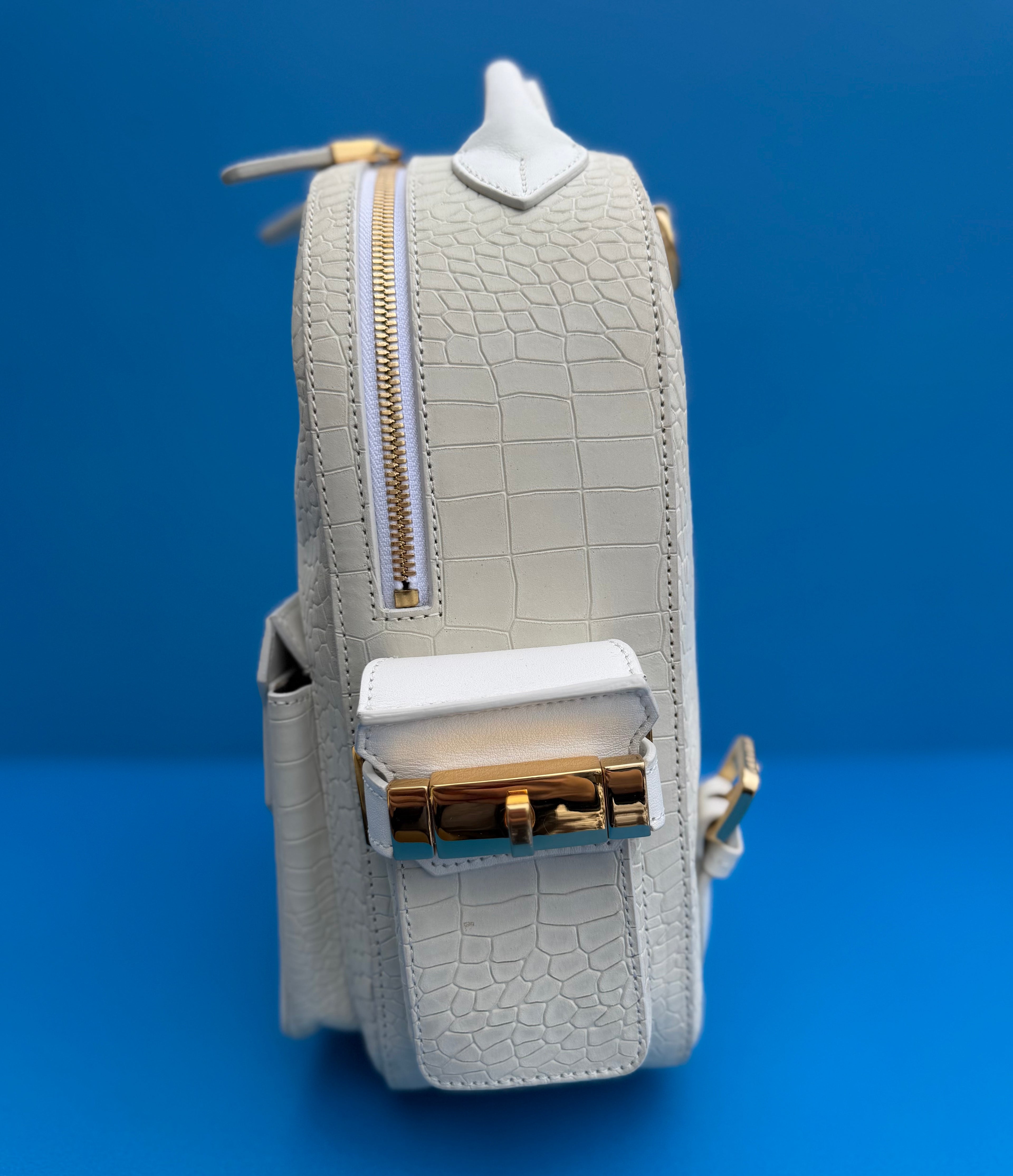 Rare Buscemi Phd Mini Nubuck Alligator Print Backpack