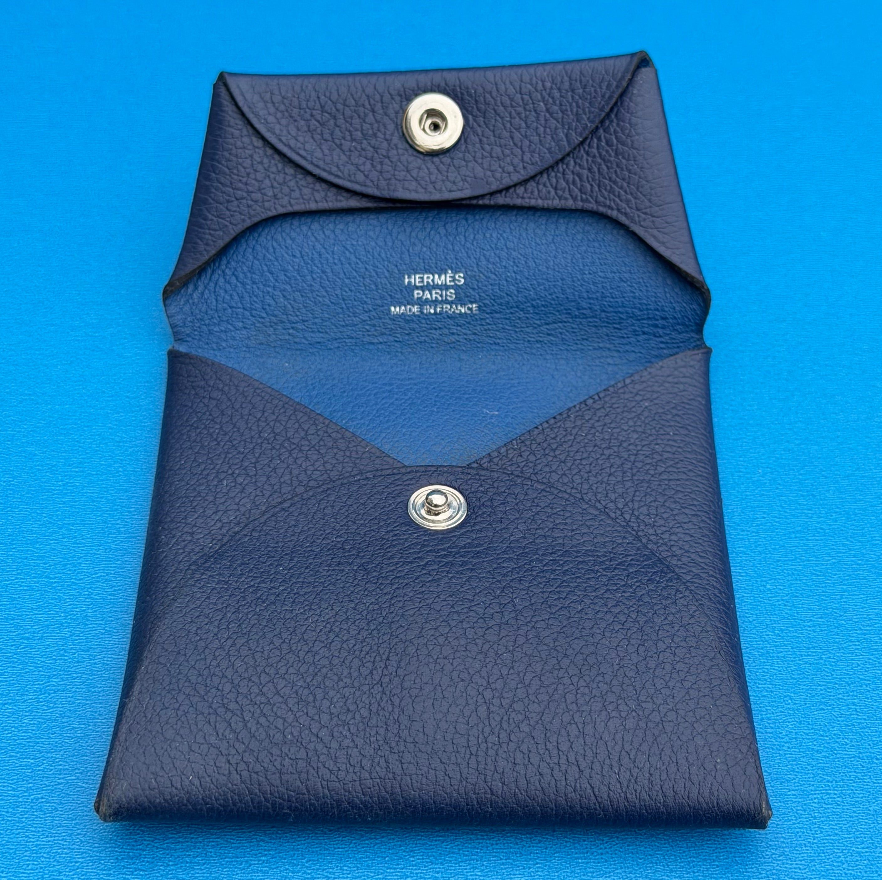Hermès Bastia Change Purse Navy, Calvi Blue