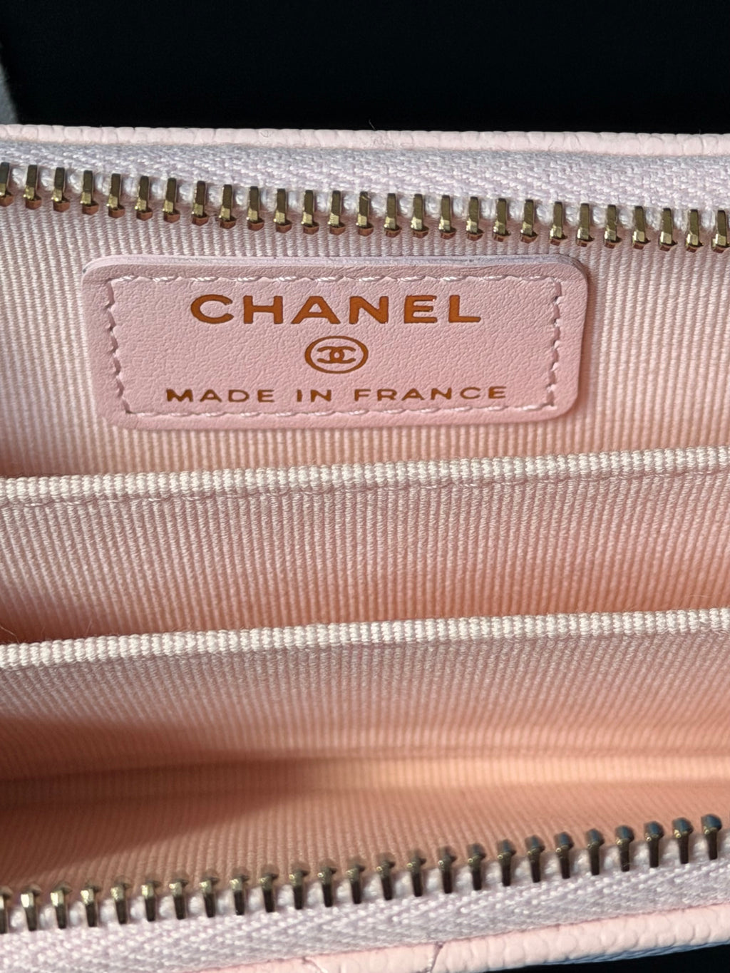 CHANEL Classic Zip Coin Purse Pink Caviar Leather Card Holder Wallet