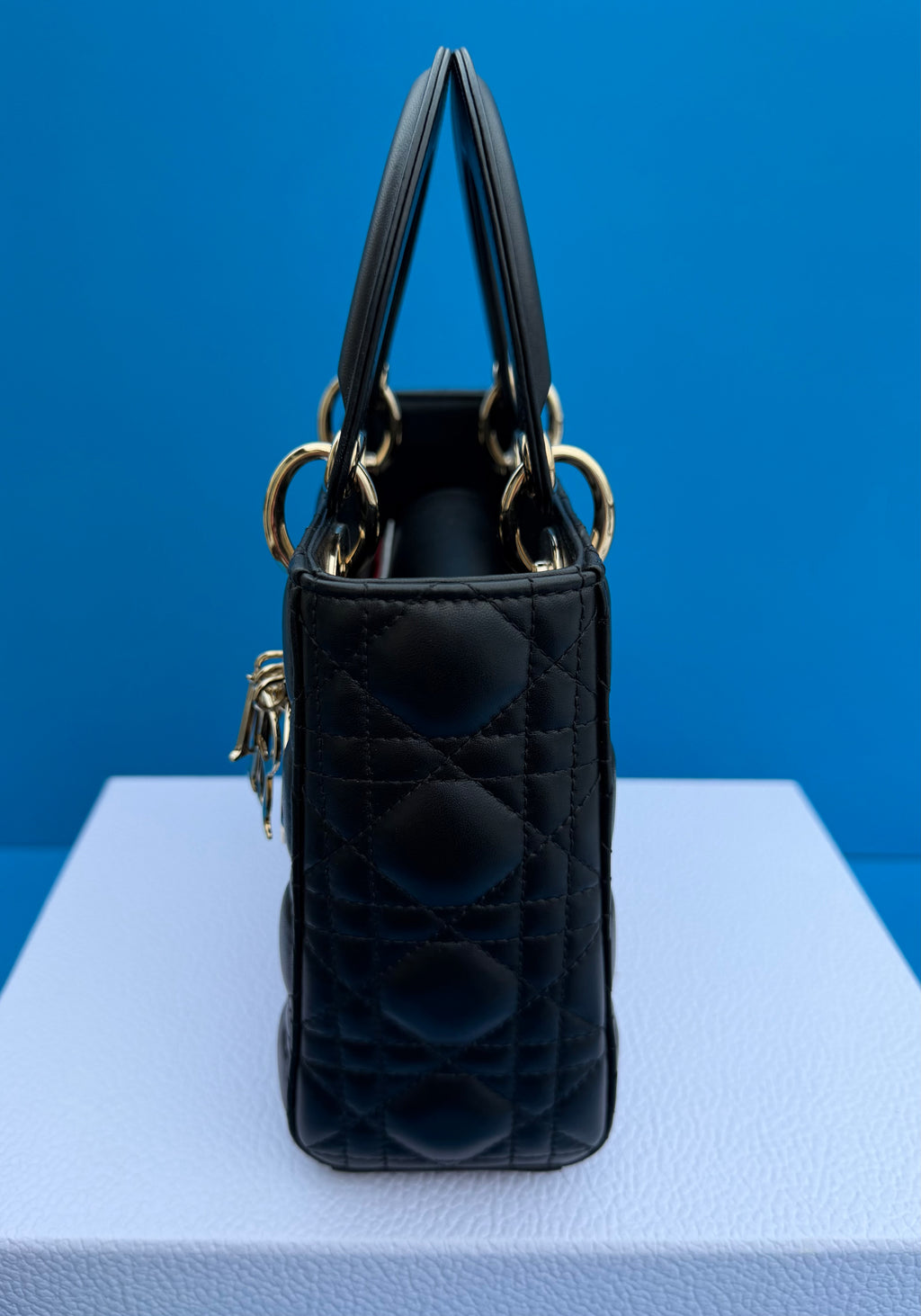 Christian Dior Lady Dior Handbag Black Lambskin, Small My ABCDior Bag