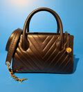 Chanel Medium Chevron V Stitch Black Lambskin Leather Top Handle Bag