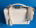 Authentic Mark Cross 1845 Mini Trunk Bag Bone Pebbled Leather Red Lining NWT